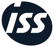 Logo de l'entreprise de service ISS et son arbre de noël.