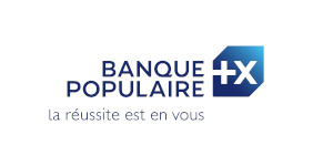 Logo de l'entreprise Banque Populaire et son arbre de noël.