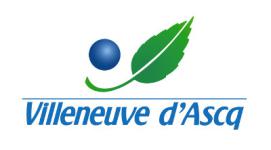 Logo de la commune de Villeneuve d'Ascq et son arbre de noël.